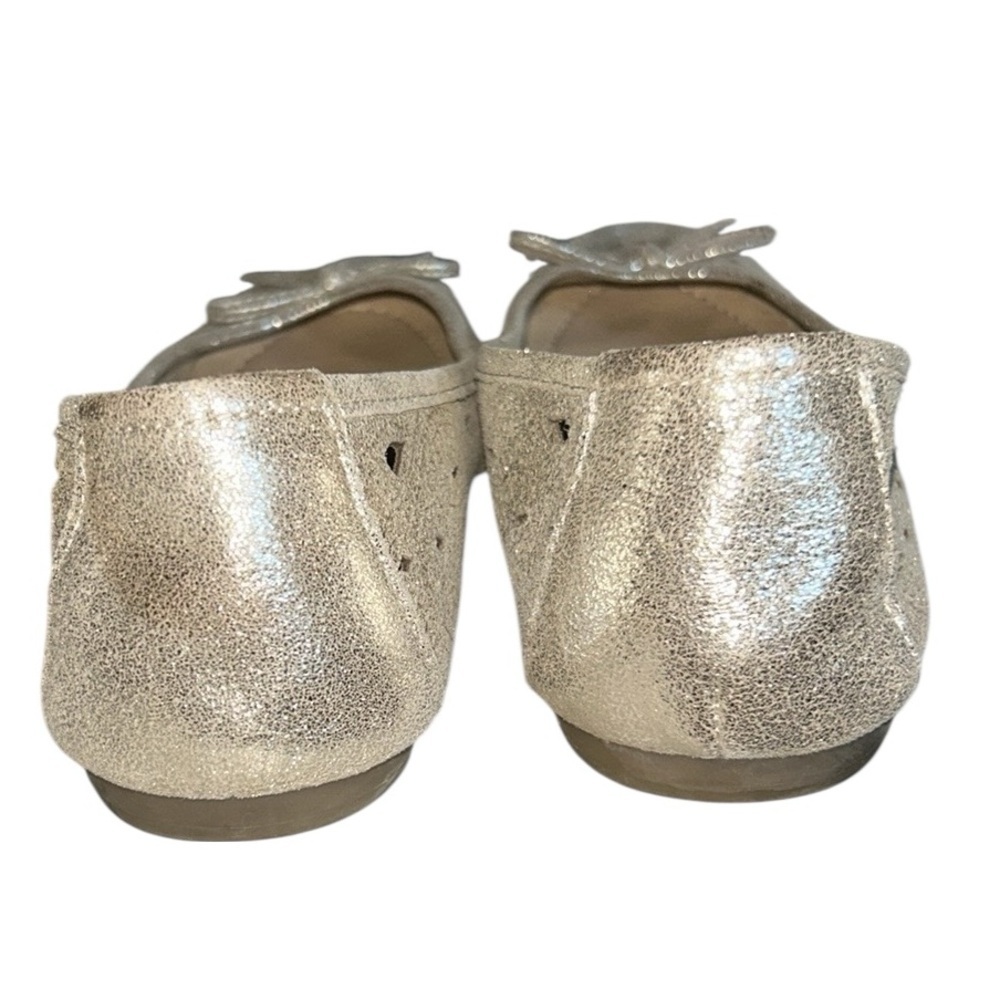 EARTH Josie Leather Comfort Laser Cut Bow Ballet Flats Metallic Gold Shoes Sz 8 - Picture 5 of 10